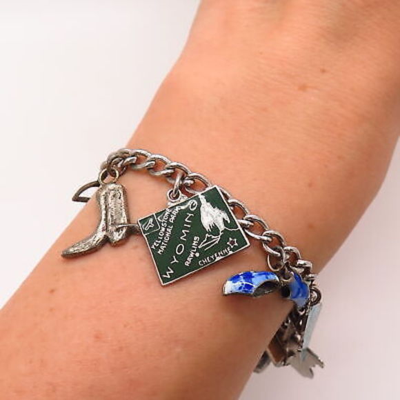 925 Sterling Silver Vintage Enamel Travel Theme Assorted Charms